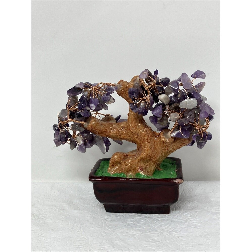 Amethyst Tree Of Life Gemstones With Copper Wires Bonsai Tree Feng Shui Lucky